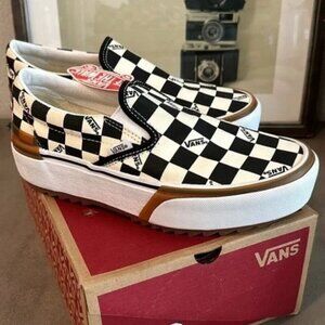VANS Era Stacked Checkerboard Slip On Canvas Shoes